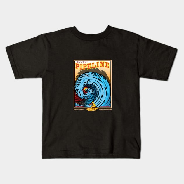 BANZAI PIPELINE Kids T-Shirt by Larry Butterworth